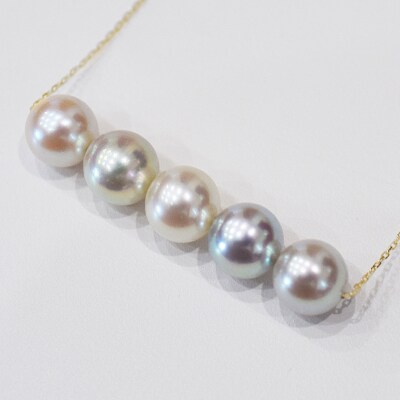 真珠 ナチュラル 無調色 ネックレス 8mm - 8.5mm K18YG_S101-414-18YG