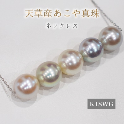 真珠 ナチュラル 無調色 ネックレス 8mm - 8.5mm K18WG_S101-414-18WG