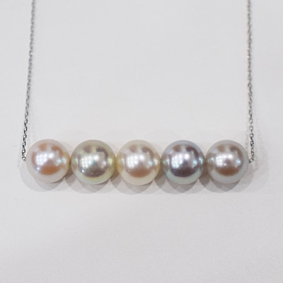 真珠 ナチュラル 無調色 ネックレス 8mm - 8.5mm K18WG_S101-414-18WG