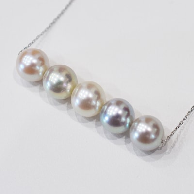 真珠 ナチュラル 無調色 ネックレス 8mm - 8.5mm K18WG_S101-414-18WG