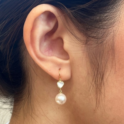 あこや真珠 ピアス シェル 8-8.5mm ハート ホワイトピンク K18YG_S101-424