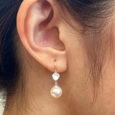 あこや真珠 ピアス シェル 8-8.5mm ハート ホワイトピンク K14WG_S101-425
