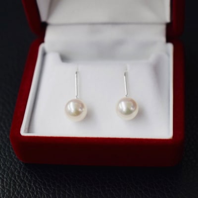 あこや真珠 ピアス フック 7.5mm - 8mm ホワイトピンク K14WG_S085-479