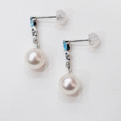あこや真珠 天草 ピアス 半貴石 7.5-8mm ホワイトピンク 真珠 _S085-498