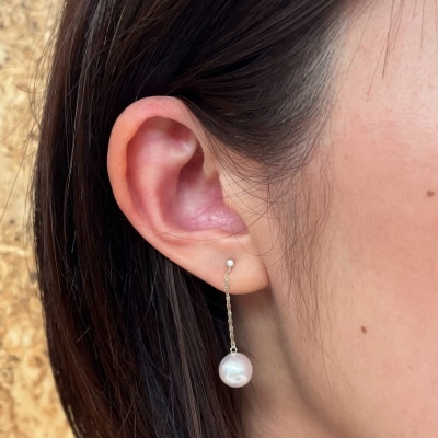 あこや真珠 ピアス ダイヤ 7.5mm - 8mm ホワイトピンク K18WG_S085-481