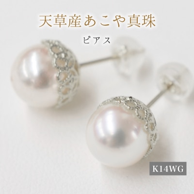 真珠 ピアス 菊皿 8mm - 8.5mm 花型 ホワイトピンク K14WG_S101-428