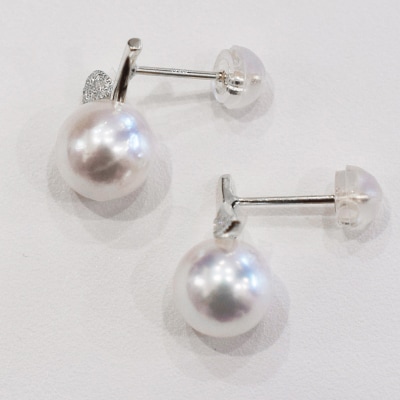 あこや真珠 ピアス りんご 7.5mm - 8mm ホワイトピンク K18WG_S085-488