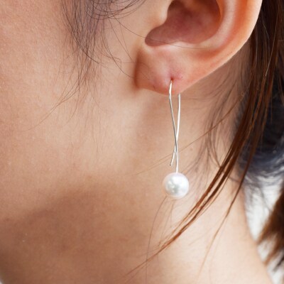 真珠 ピアス 8mm - 8.5mm ホワイトピンク K14WG_S101-432-p14WG