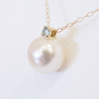 真珠 ネックレス 8-8.5mm ホワイトピンク ブルートパーズ K18YG_S101-532