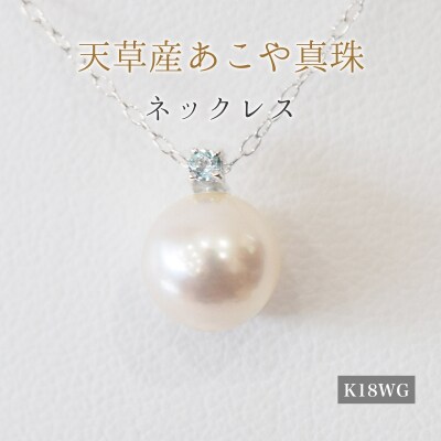 真珠 ネックレス 8-8.5mm ホワイトピンク ブルートパーズ K18WG_S101-533