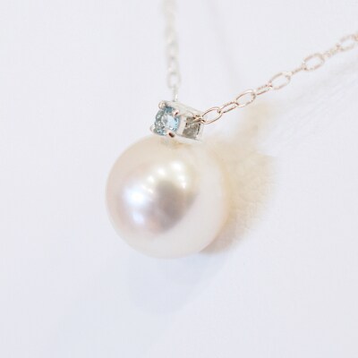 真珠 ネックレス 8-8.5mm ホワイトピンク ブルートパーズ K18WG_S101-533