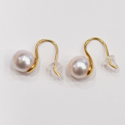 あこや真珠 ピアス フック ヒール 8mm - 8.5mm ホワイトピンク_S085-483