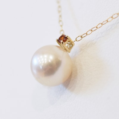 真珠 ネックレス 8-8.5mm ホワイトピンク 1月 ガーネットK18YG_S101-502