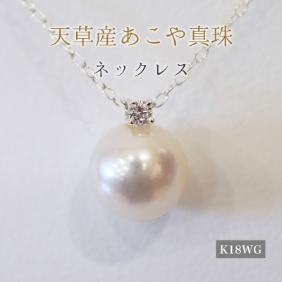 真珠 ネックレス 8-8.5mm ホワイトピンク 4月 ダイヤモンド K18WG_S101-512