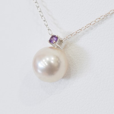 真珠 ネックレス 8-8.5mm ホワイトピンク 2月 アメシスト K18WG_S101-506