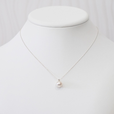 真珠 ネックレス 8-8.5mm ホワイトピンク 3月 アクアマリン K18WG_S101-509