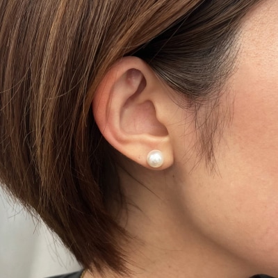 あこや真珠 天草 ピアス 7.5mm - 8mm ホワイトピンク 真珠 _S085-589