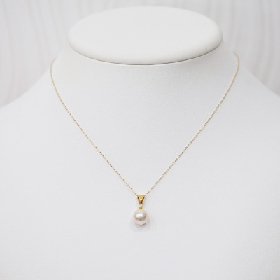 真珠 ネックレス ダイヤモンド 0.01ct 8-8.5mm ホワイトピンク_S101-477