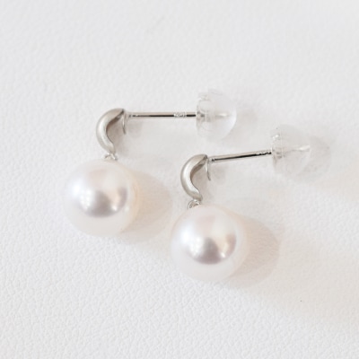 あこや真珠 ピアス 7.5 - 8mm ホワイトピンク 半円 マット K14WG_S085-514