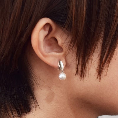 あこや真珠 イヤリング 7.5mm - 8mm ホワイトピンク 楕円 K14WG_S085-505