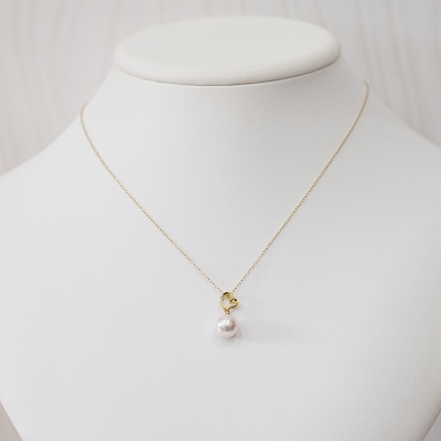 真珠 ネックレス ダイヤ 0.01ct 8-8.5mm ホワイトピンク ハート_S101-483