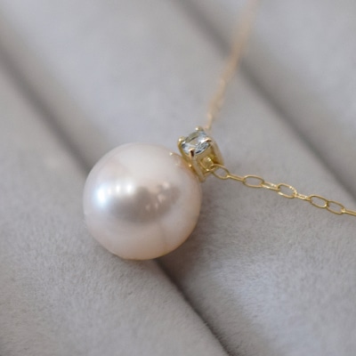 あこや真珠 ネックレス 8-8.5mm ホワイトピンク アクアマリン K10YG_S085-542