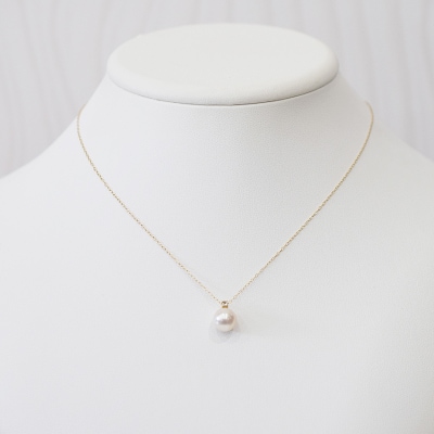 あこや真珠 ネックレス 8-8.5mm ホワイトピンク アクアマリン K10YG_S085-542