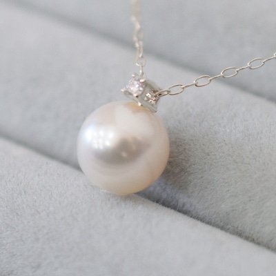 あこや真珠 ネックレス 8-8.5mm ホワイトピンク ダイヤモンド K10WG_S085-546