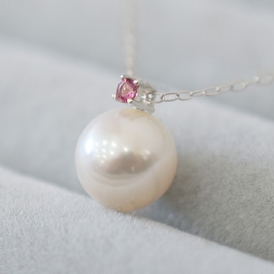 真珠 ネックレス 8-8.5mm ホワイトピンク ピンクトルマリン K10WG_S085-564