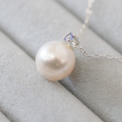 あこや真珠 ネックレス 8-8.5mm ホワイトピンク タンザナイト K10WG_S085-570