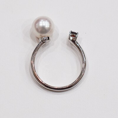 真珠 リング 7.5-8mm ホワイトピンク ガーネット(C:10号)_S085-456