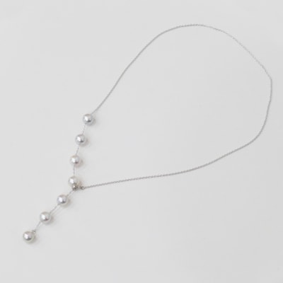 あこや真珠 ネックレス マルチ Y字 無調色 8-8.5mm ナチュラル SV_S101-449