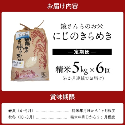 【定期便6回】令和8年産鏡さんちのお米「にじのきらめき」精米5kg_S050-012-T06