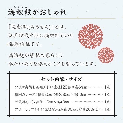 【赤】海松紋一人暮らし食器4点セット_S026-185