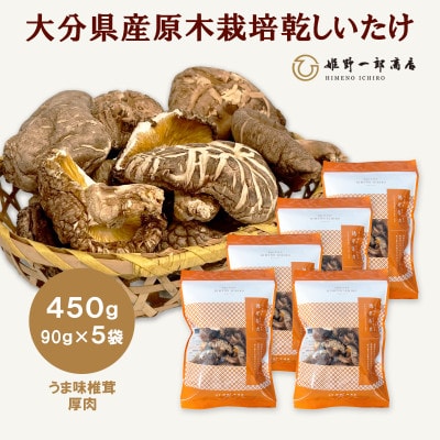 大分県産原木栽培乾しいたけ うま味椎茸厚肉 450g(90g×5袋)