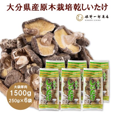 大袋入り 大分県産原木栽培乾しいたけ 厚肉　1500g(250g6袋)