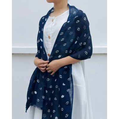 藍型染リネンストール【野ざらし】