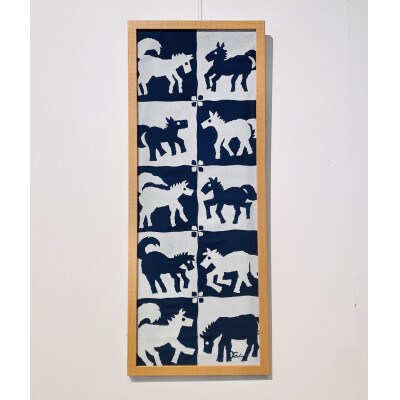 藍型染の手ぬぐい【仔馬】