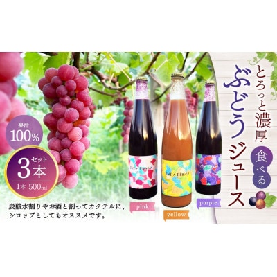 とろっと濃厚、食べるぶどうジュース(3本セット)