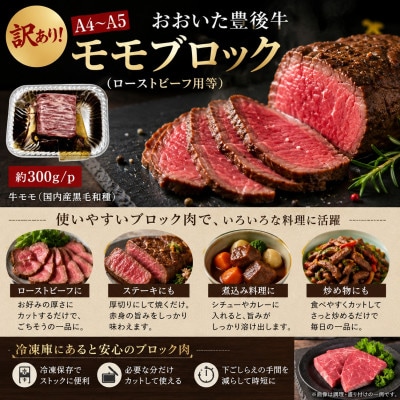 訳あり!【A4～A5】おおいた豊後牛モモブロック(ローストビーフ用等)約900g(竹田市)