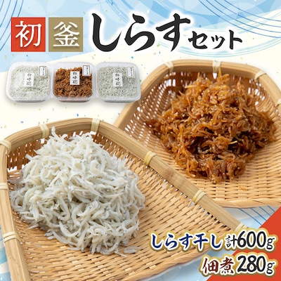 カネ成の初釜しらすセット 計880g しらす干し600g(300g×2) 佃煮280g×1 ちりめん