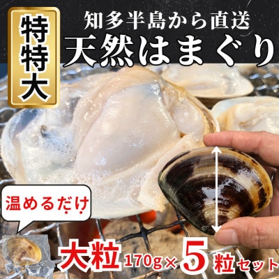 大ぶりサイズの天然はまぐり(約170g×5個) 個包装・加熱調理済み/焼き蛤にピッタリ