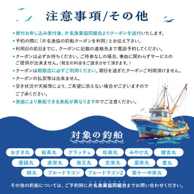 片名漁協　釣り船　クーポン券　9,000円