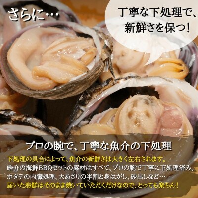 7種10品の海鮮BBQセット(CAS冷凍)大あさり、牡蠣、サザエ、赤海老、アワビ、イカ、殻付きホタテ