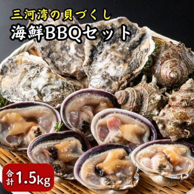 三河湾の貝づくし3種・海鮮BBQセット1.5kg(バーベキュー用:大アサリ、サザエ、殻付き牡蠣)