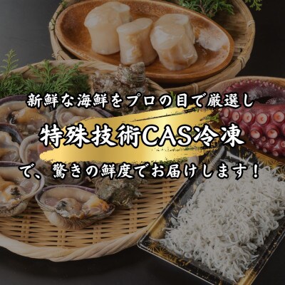 海鮮おつまみ5種セット:ゆで蛸(タコ)、大アサリ、サザエ、平貝の貝柱、しらす【CAS冷凍】訳あり