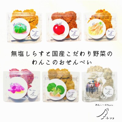 無塩天日干ししらすとこだわり野菜で作った わんこのおせんべいふりり 6袋セット(16g×6種類)