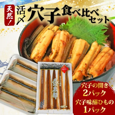 穴子食べ比べセット 天然活〆穴子開き(4.5枚×2パック)・天然穴子味醂ひもの(4～6尾×1パック)