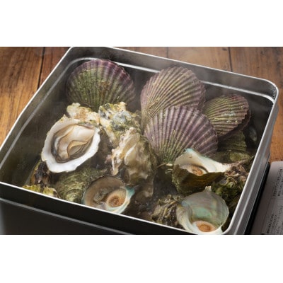 対馬蒸し缶セット(さざえ400g・ヒオウギ貝800g・カキ800g)