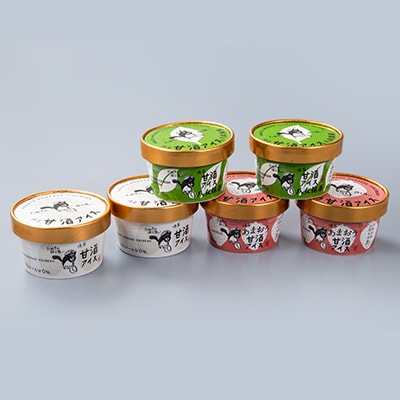 博多甘酒アイスたぬきの振る舞い　プレーン85ml、あまおう85ml、八女抹茶85ml　各2個